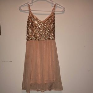 Blush Dress with Gold sequin pattern
